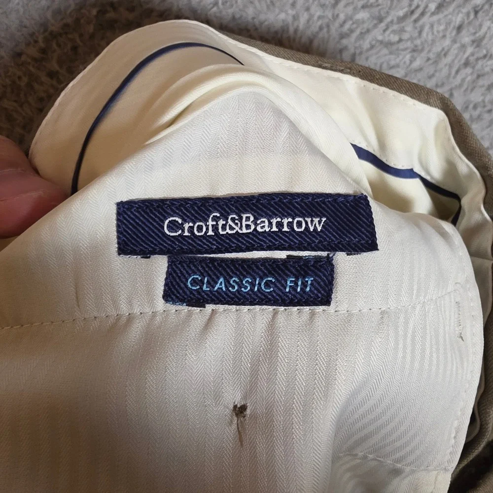 Croft Barrow Dress Pants Mens 40x32 Brown New Classic‎ Fit True Comfort NEW